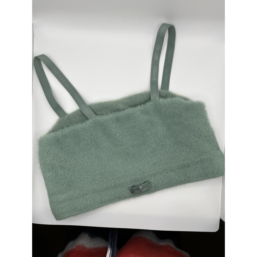 Gymshark Whitney Simmons Eyelash Knit Cami Crop Top Sage Green Medium